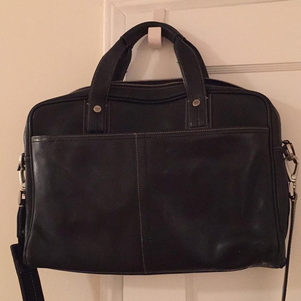 Coach Leather Briefcase Black Laptop Bag! Gem